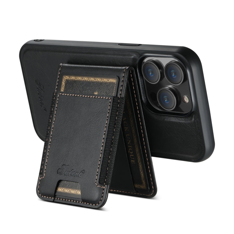For iPhone 15 Pro Max Suteni H17 Oil Eax Leather MagSafe Detachable Wallet Phone Case(Black) - HoMEdemic™ 