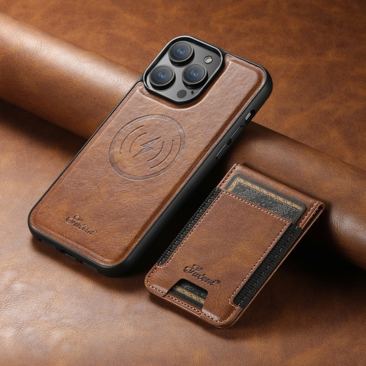 For iPhone 15 Pro Max Suteni H17 Oil Eax Leather MagSafe Detachable Wallet Phone Case(Brown) - HoMEdemic™ 