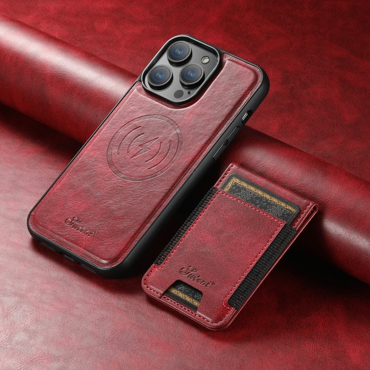 For iPhone 15 Pro Max Suteni H17 Oil Eax Leather MagSafe Detachable Wallet Phone Case(Red) - HoMEdemic™ 