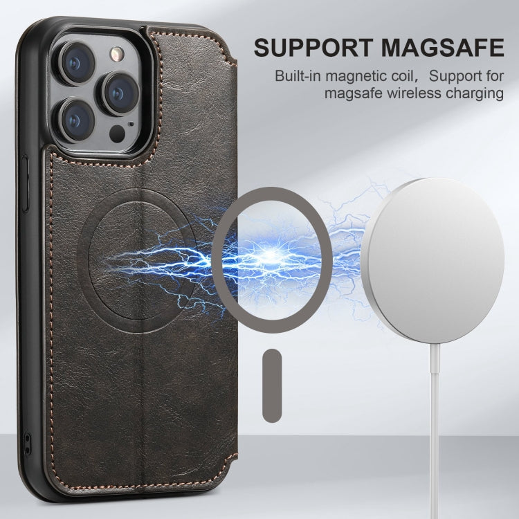 For iPhone 15 Pro Max Suteni J05 Leather Magnetic MagSafe Phone Case(Black) - HoMEdemic™ 