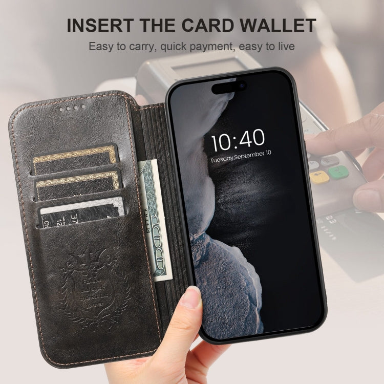 For iPhone 15 Pro Max Suteni J05 Leather Magnetic MagSafe Phone Case(Black) - HoMEdemic™ 