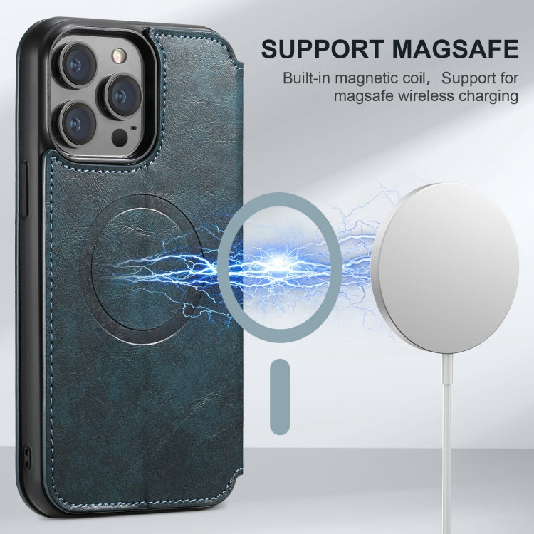 For iPhone 15 Pro Max Suteni J05 Leather Magnetic MagSafe Phone Case(Blue) - HoMEdemic™ 