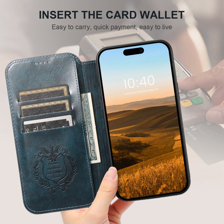 For iPhone 15 Pro Max Suteni J05 Leather Magnetic MagSafe Phone Case(Blue) - HoMEdemic™ 