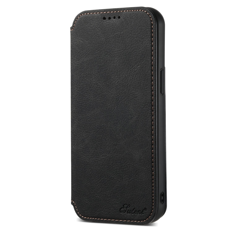 For iPhone 15 Pro Max Suteni J06 Retro Matte Litchi Texture Leather MagSafe Phone Case(Black) - HoMEdemic™ 