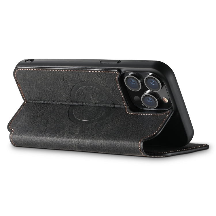 For iPhone 15 Pro Max Suteni J06 Retro Matte Litchi Texture Leather MagSafe Phone Case(Black) - HoMEdemic™ 