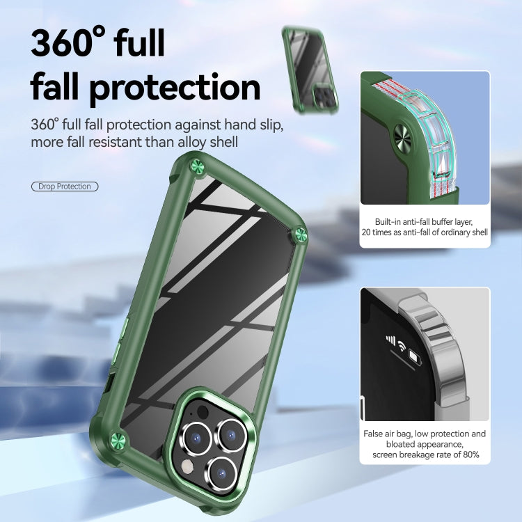 For iPhone 15 Pro Max TPU + PC Lens Protection Phone Case(Green) - HoMEdemic™ 