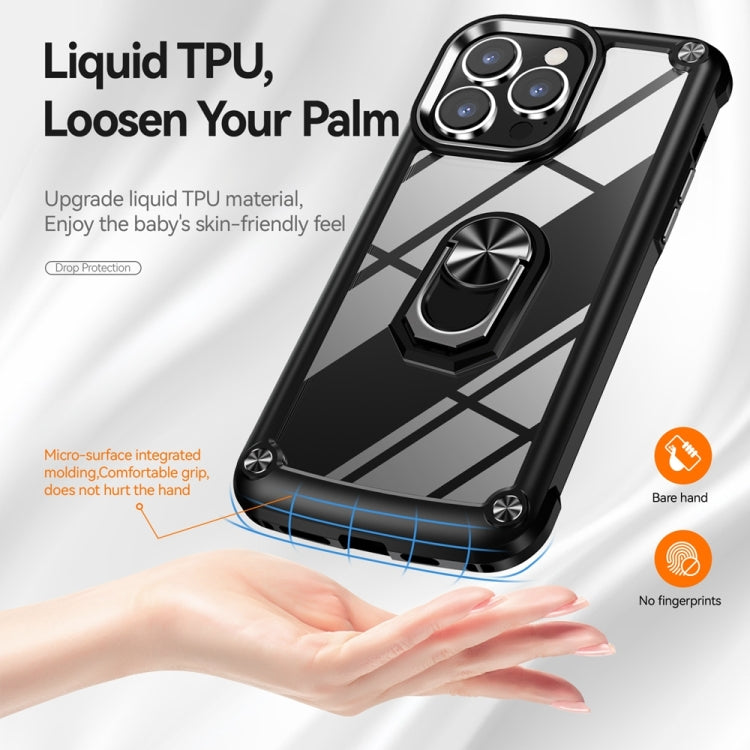 For iPhone 15 Pro Max TPU + PC Lens Protection Phone Case with Ring Holder(Black) - HoMEdemic™ 