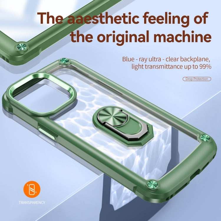 For iPhone 15 Pro Max TPU + PC Lens Protection Phone Case with Ring Holder(Green) - HoMEdemic™ 