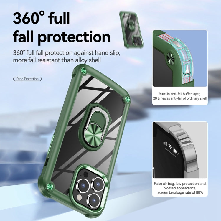 For iPhone 15 Pro Max TPU + PC Lens Protection Phone Case with Ring Holder(Green) - HoMEdemic™ 