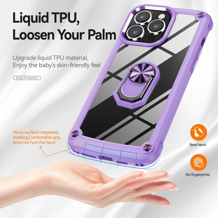 For iPhone 15 Pro Max TPU + PC Lens Protection Phone Case with Ring Holder(Purple) - HoMEdemic™ 