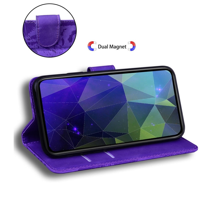 For iPhone 15 Pro Max Tiger Embossing Pattern Leather Phone Case(Purple) - HoMEdemic™ 