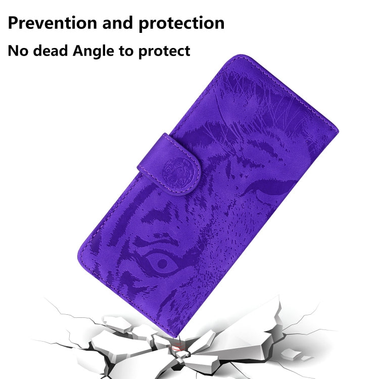 For iPhone 15 Pro Max Tiger Embossing Pattern Leather Phone Case(Purple) - HoMEdemic™ 