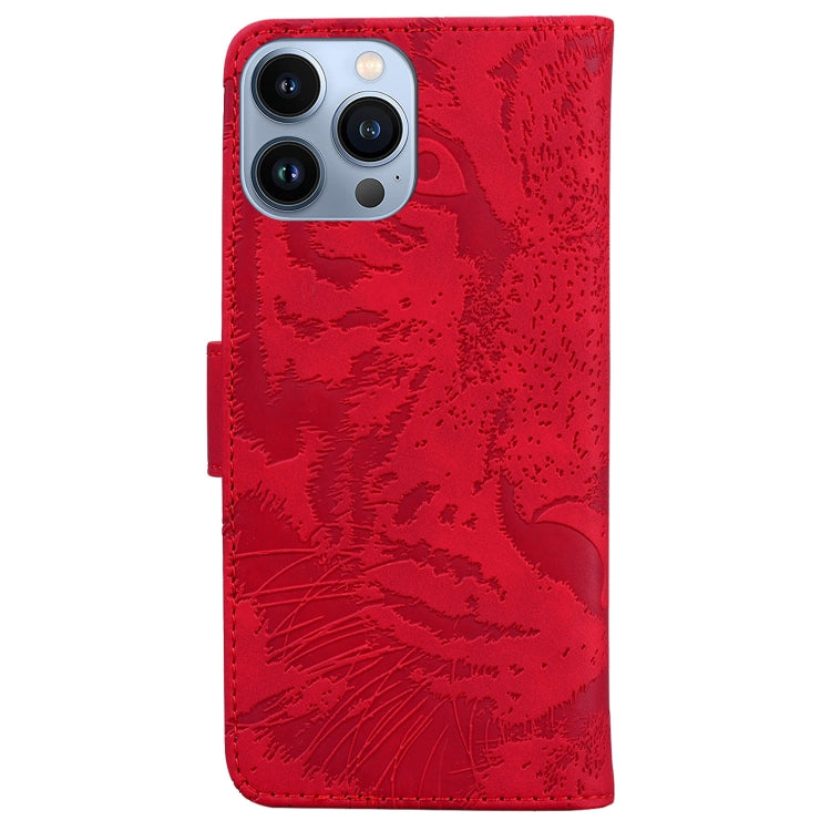 For iPhone 15 Pro Max Tiger Embossing Pattern Leather Phone Case(Red) - HoMEdemic™ 