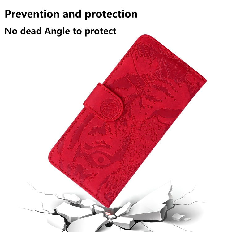For iPhone 15 Pro Max Tiger Embossing Pattern Leather Phone Case(Red) - HoMEdemic™ 