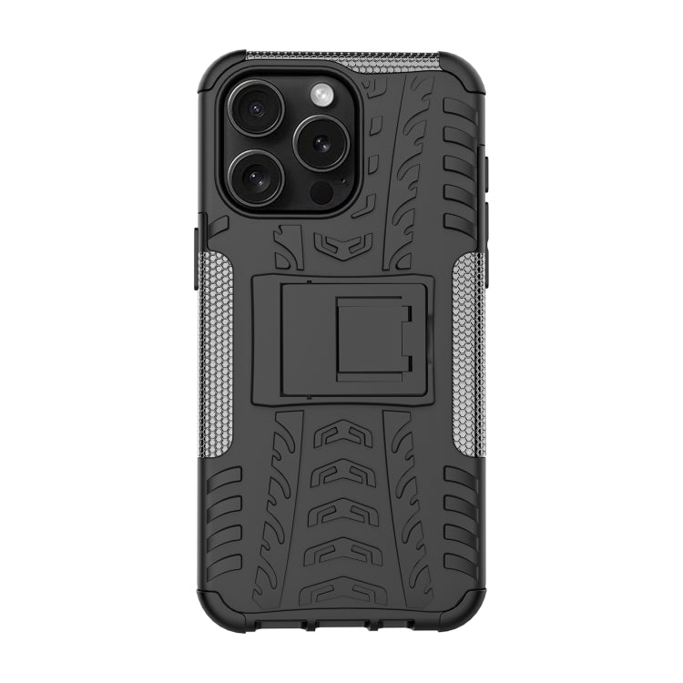 For  iPhone 15 Pro Max Tire Texture TPU + PC Phone Case with Holder(Black) - HoMEdemic™ 