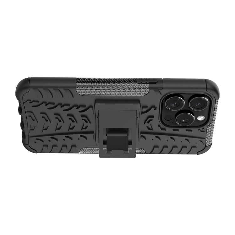 For  iPhone 15 Pro Max Tire Texture TPU + PC Phone Case with Holder(Black) - HoMEdemic™ 