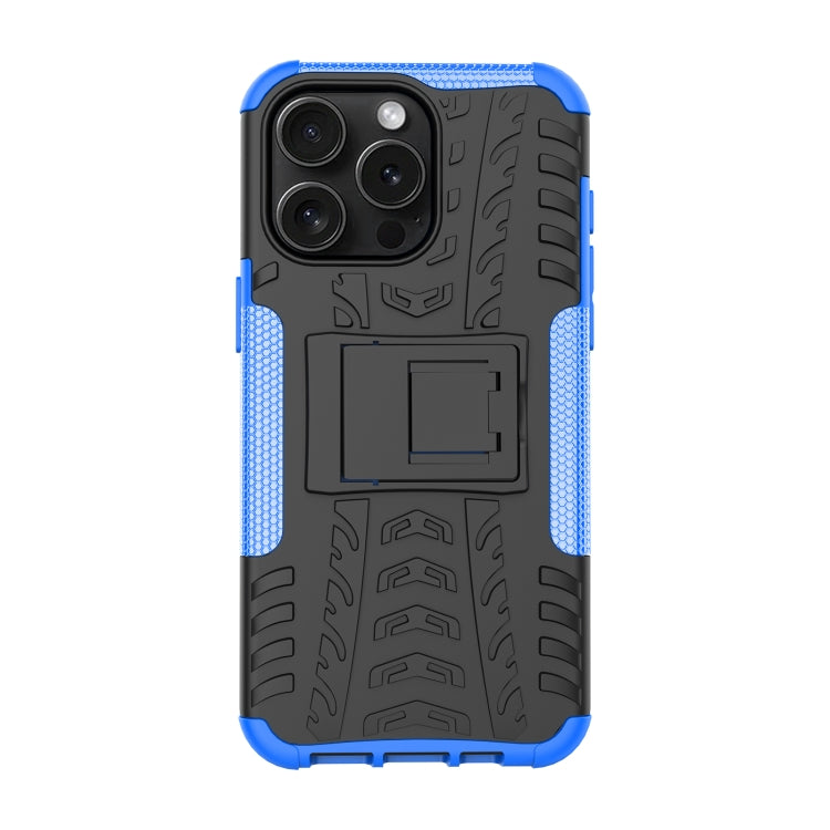 For  iPhone 15 Pro Max Tire Texture TPU + PC Phone Case with Holder(Blue) - HoMEdemic™ 