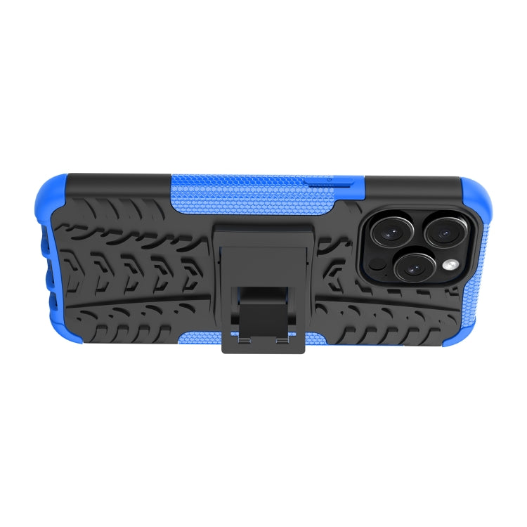 For  iPhone 15 Pro Max Tire Texture TPU + PC Phone Case with Holder(Blue) - HoMEdemic™ 