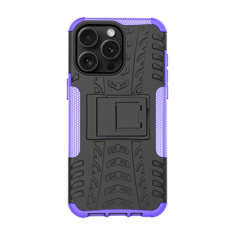 For  iPhone 15 Pro Max Tire Texture TPU + PC Phone Case with Holder(Purple) - HoMEdemic™ 
