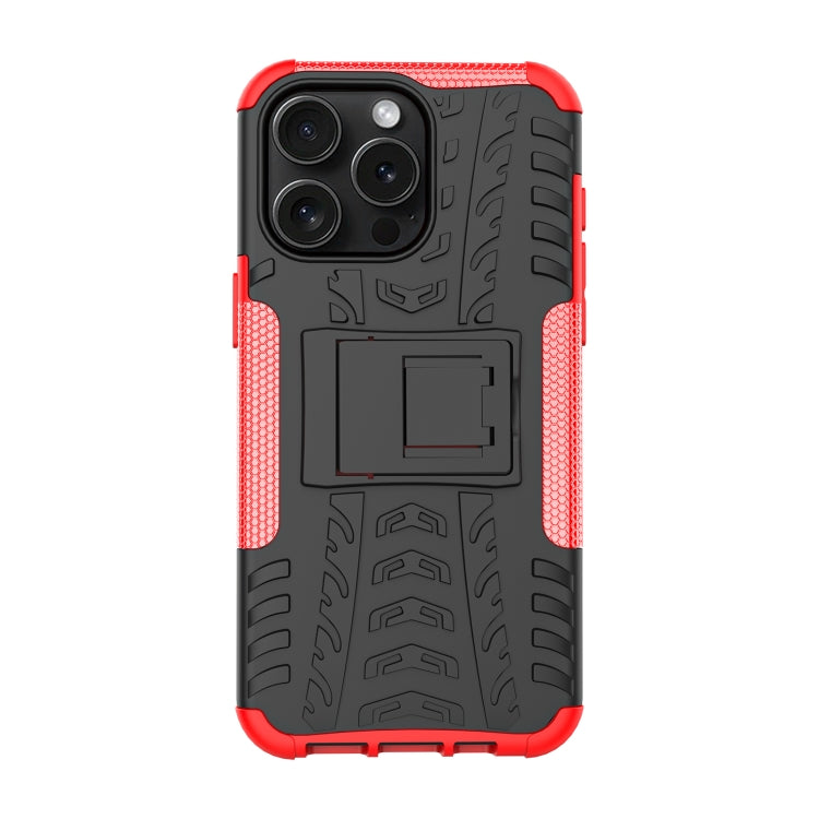 For  iPhone 15 Pro Max Tire Texture TPU + PC Phone Case with Holder(Red) - HoMEdemic™ 