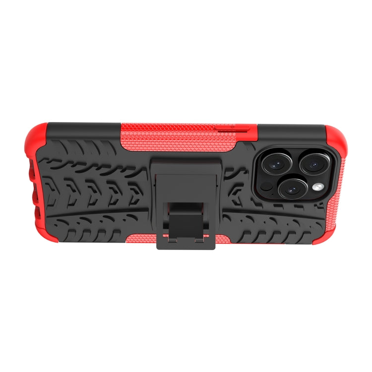 For  iPhone 15 Pro Max Tire Texture TPU + PC Phone Case with Holder(Red) - HoMEdemic™ 