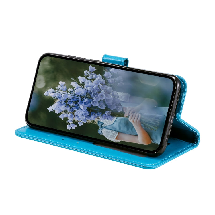 For iPhone 15 Pro Max Totem Flower Embossed Leather Phone Case(Blue) - HoMEdemic™ 