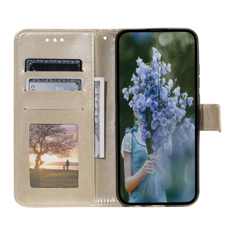 For iPhone 15 Pro Max Totem Flower Embossed Leather Phone Case(Gold) - HoMEdemic™ 