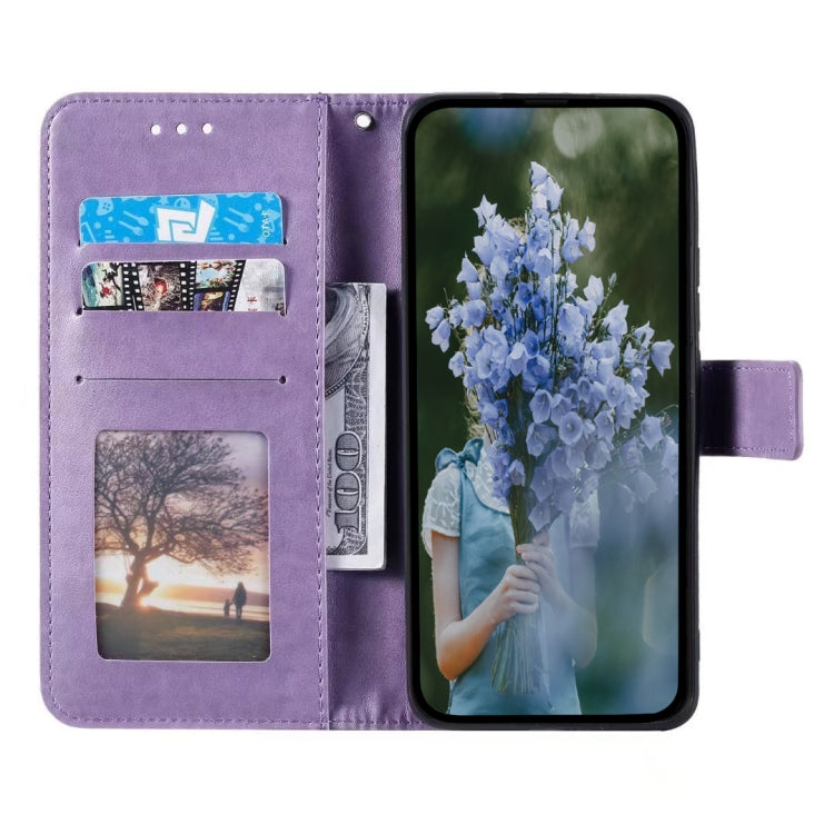 For iPhone 15 Pro Max Totem Flower Embossed Leather Phone Case(Purple) - HoMEdemic™ 