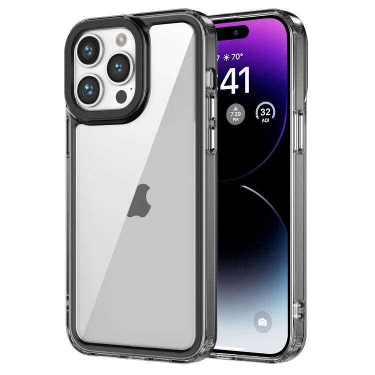 For iPhone 15 Pro Max Transparent Acrylic + TPU Shockproof Phone Case(Transparent Black) - HoMEdemic™ 