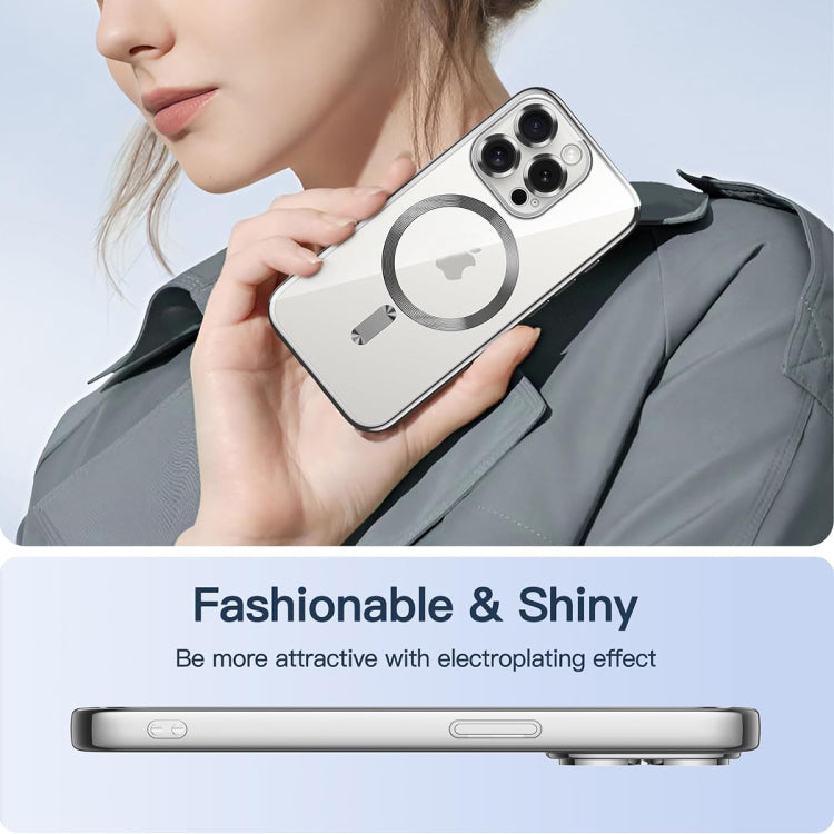 For iPhone 15 Pro Max Transparent Electroplated Magsafe Magnetic TPU Phone Case(Silver) - HoMEdemic™ 