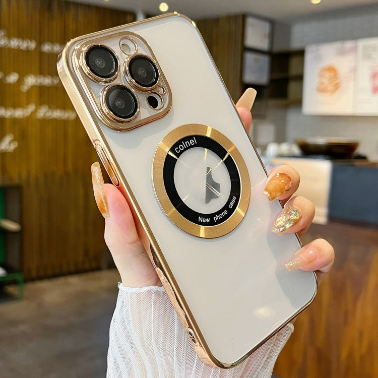 For iPhone 15 Pro Max Transparent Electroplated PC MagSafe Phone Case(Gold) - HoMEdemic™ 