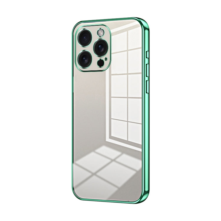 For iPhone 15 Pro Max Transparent Plating Fine Hole Phone Case(Green) - HoMEdemic™ 