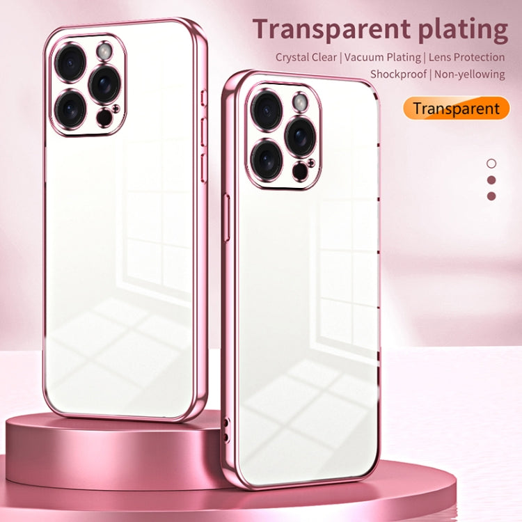 For iPhone 15 Pro Max Transparent Plating Fine Hole Phone Case(Pink) - HoMEdemic™ 