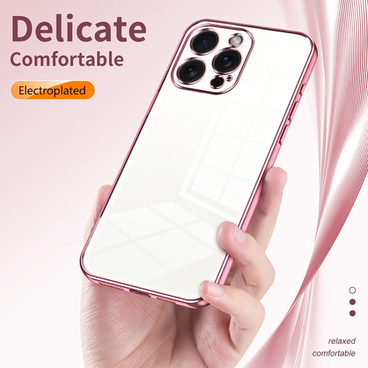 For iPhone 15 Pro Max Transparent Plating Fine Hole Phone Case(Pink) - HoMEdemic™ 