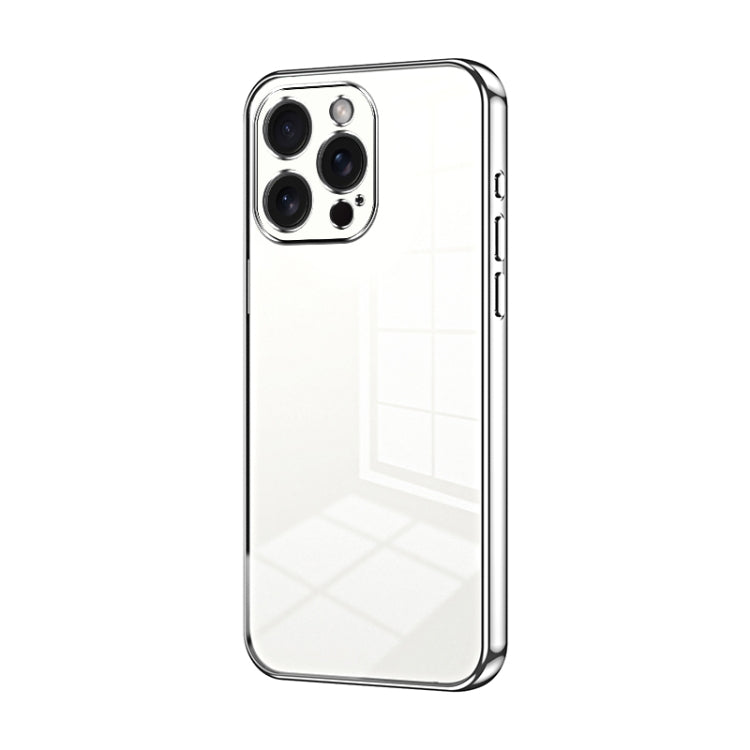 For iPhone 15 Pro Max Transparent Plating Fine Hole Phone Case(Silver) - HoMEdemic™ 