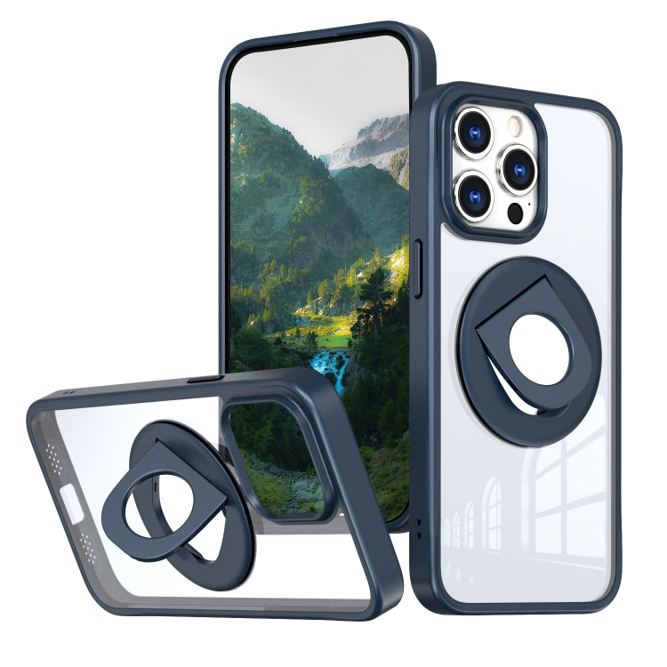 For iPhone 15 Pro Max Transparent U-Ring Holder MagSafe Magnetic Phone Case(Blue) - HoMEdemic™ 