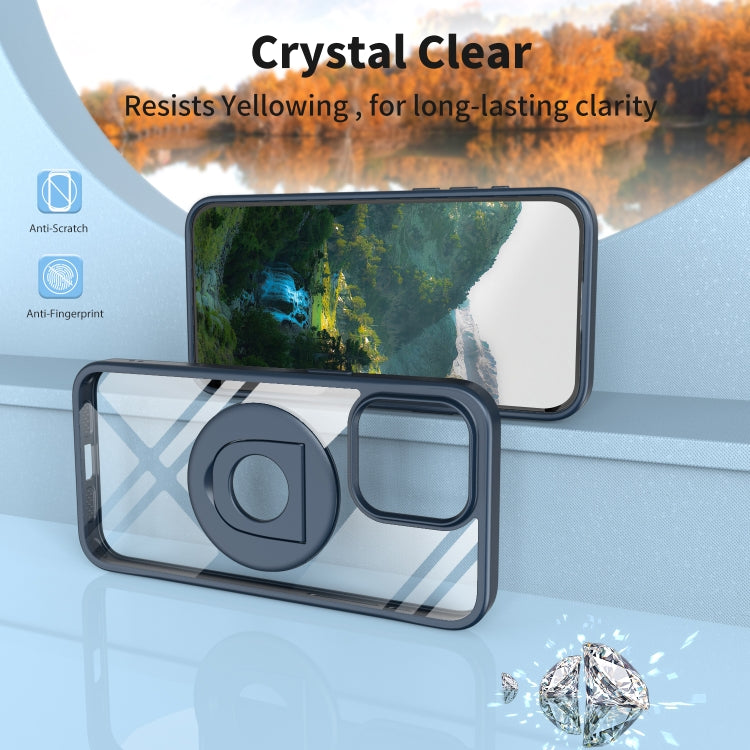 For iPhone 15 Pro Max Transparent U-Ring Holder MagSafe Magnetic Phone Case(Blue) - HoMEdemic™ 