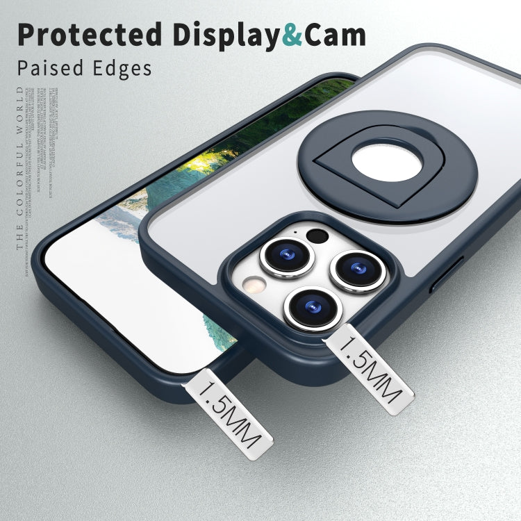 For iPhone 15 Pro Max Transparent U-Ring Holder MagSafe Magnetic Phone Case(Blue) - HoMEdemic™ 