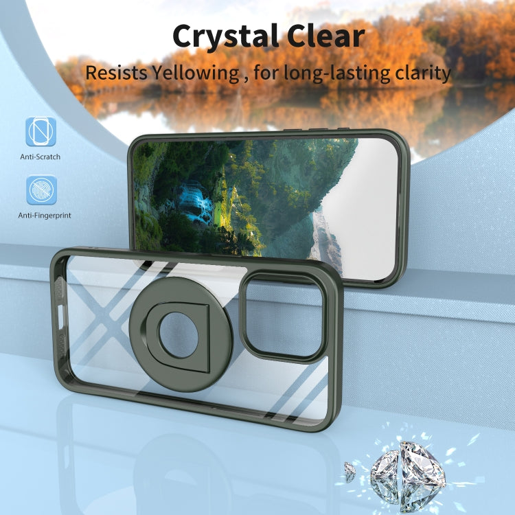 For iPhone 15 Pro Max Transparent U-Ring Holder MagSafe Magnetic Phone Case(Green) - HoMEdemic™ 