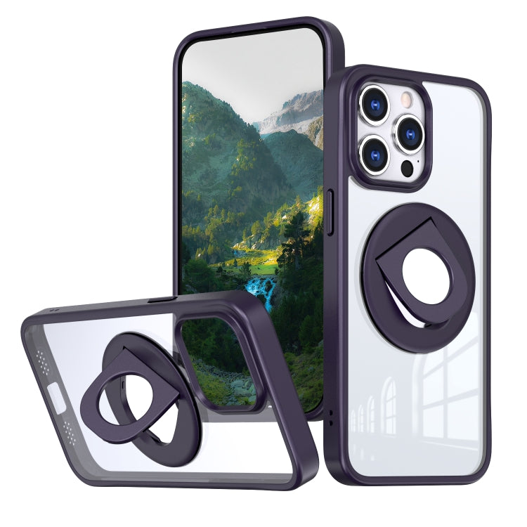For iPhone 15 Pro Max Transparent U-Ring Holder MagSafe Magnetic Phone Case(Purple) - HoMEdemic™ 