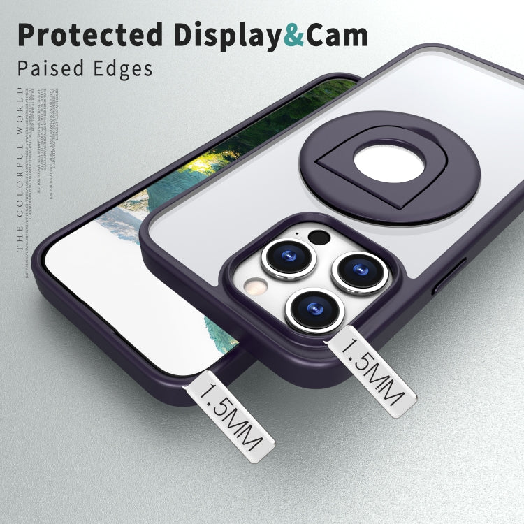 For iPhone 15 Pro Max Transparent U-Ring Holder MagSafe Magnetic Phone Case(Purple) - HoMEdemic™ 