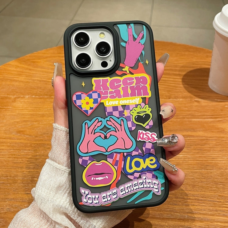 For iPhone 15 Pro Max Trendy Graffiti Noctilucent Phone Cases(Heart) - HoMEdemic™ 
