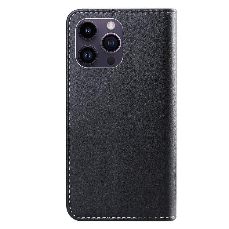 For iPhone 15 Pro Max Tricolor Stitching Horizontal Flip Leather Phone Case(Black) - HoMEdemic™ 