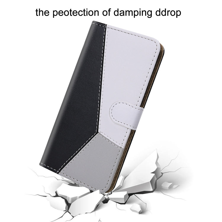 For iPhone 15 Pro Max Tricolor Stitching Horizontal Flip Leather Phone Case(Black) - HoMEdemic™ 