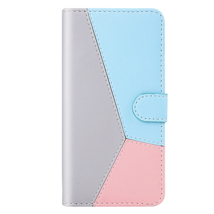 For iPhone 15 Pro Max Tricolor Stitching Horizontal Flip Leather Phone Case(Grey) - HoMEdemic™ 