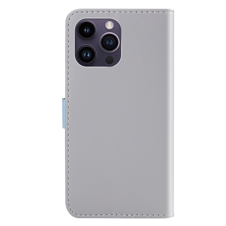 For iPhone 15 Pro Max Tricolor Stitching Horizontal Flip Leather Phone Case(Grey) - HoMEdemic™ 