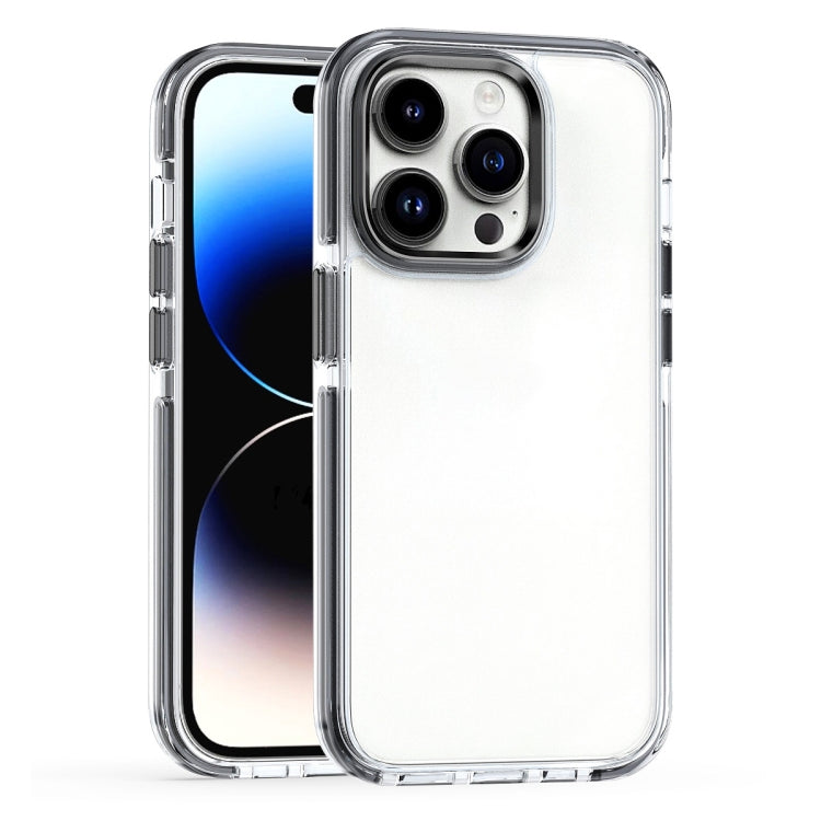 For iPhone 15 Pro Max Two-color TPU Transparent PC Shockproof Phone Case(Black) - HoMEdemic™ 