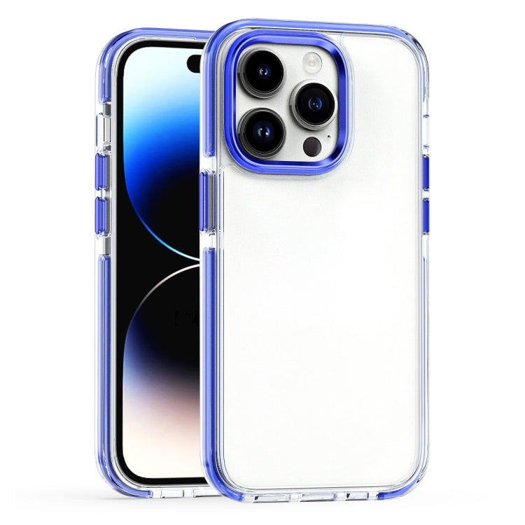 For iPhone 15 Pro Max Two-color TPU Transparent PC Shockproof Phone Case(Blue) - HoMEdemic™ 