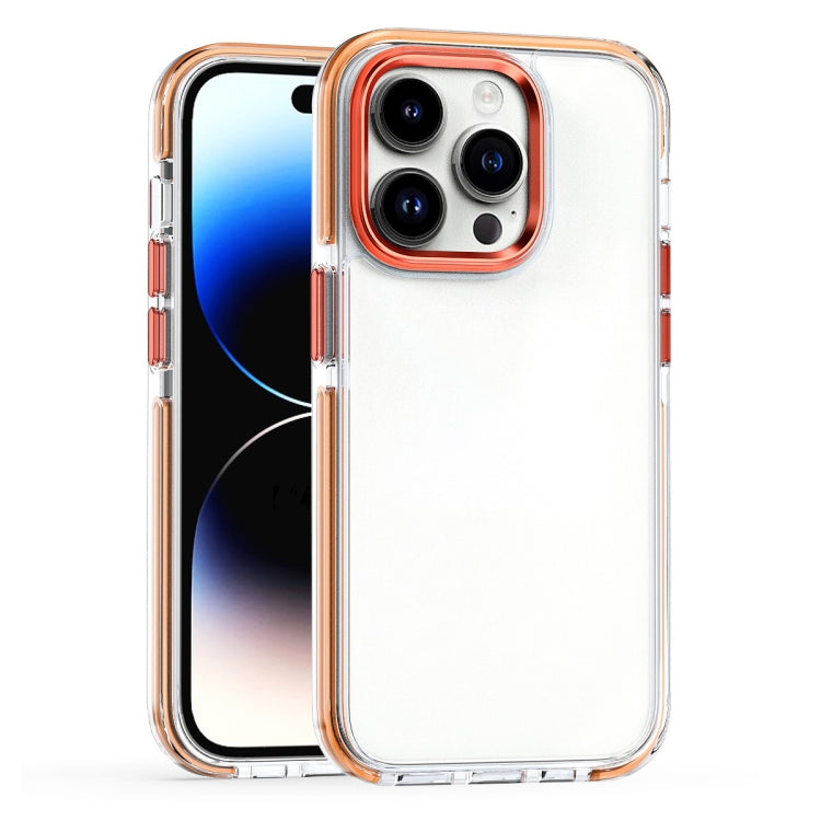 For iPhone 15 Pro Max Two-color TPU Transparent PC Shockproof Phone Case(Orange) - HoMEdemic™ 