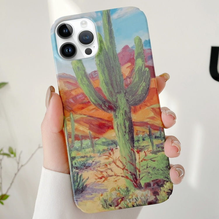 For iPhone 15 Pro Max Varnishing Water Stick PC Phone Case(Cactus) - HoMEdemic™ 